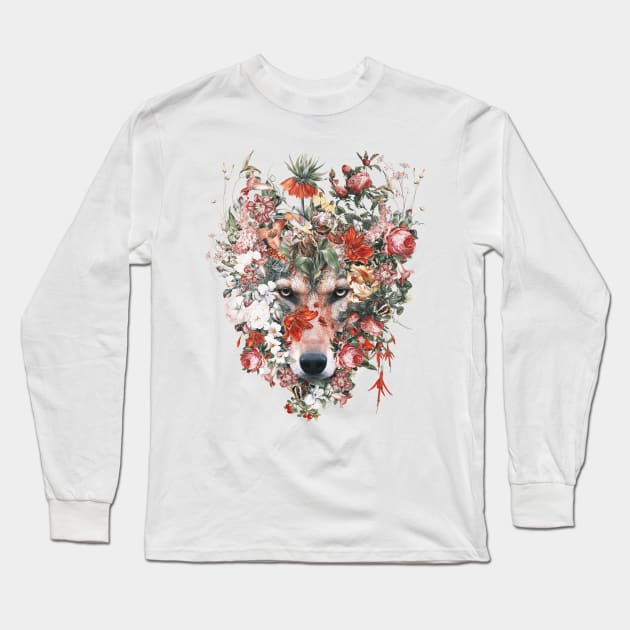 Flower wolf Long Sleeve T-Shirt by rizapeker